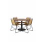 Cot Dining Table - Black Steel / Acacia Ø100cm+Bois Dining Chair - Black Alu / Acacia_4