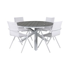 Parma Table ø 140 - White/Grey, Alina Dining Chair - white Alu / White Textilene_4