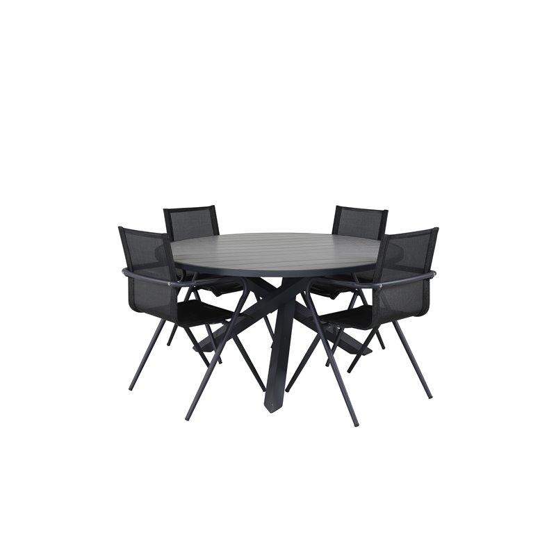 Pöytä 140 - Black Alu/Grey Aintwood, Alina Dining -tuoli