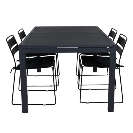 Marbella-pöytä 160/240 - Musta/musta, Lina Dining Chair - Black_4