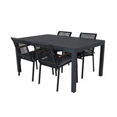 Marbella-pöytä 160/240 Black/Black, Dallas Dining Chair
