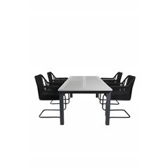 Albany Table - 224/324 - Black/Grey, Lindos Karmstol med svikt Svart stål / Svart rep_4
