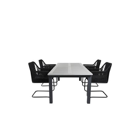 Albany Table - 224/324 - Black/Grey, Lindos Karmstol med svikt Svart stål / Svart rep_4