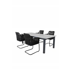 Albany Table - 224/324 - Black/Grey, Lindos Karmstol med svikt Svart stål / Svart rep_4