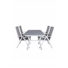 Virya Dining Table - White Alu / Grey Glass - small table+Break 5:pos Chair - White/Grey_4