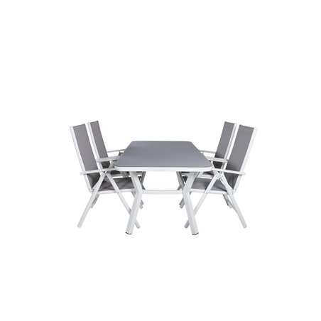 Virya Dining Table - White Alu / Grey Glass - small table+Break 5:pos Chair - White/Grey_4