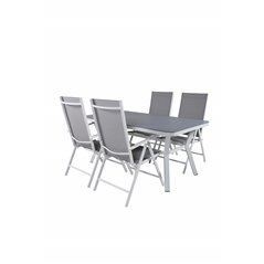 Virya matbord - vit Aluminium / grått glas - litet bord + paus 5: pos stol - vit / Grå_4