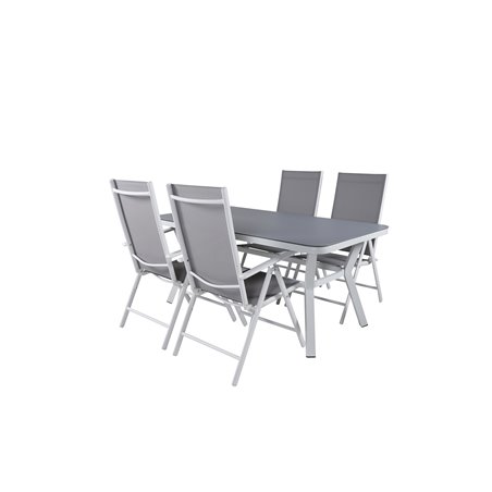 Virya matbord - vit Aluminium / grått glas - litet bord + paus 5: pos stol - vit / Grå_4