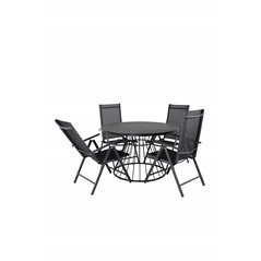 Tropea Dining Table - Black Steel / Grey Spray Glass, Break 5:pos Chair - Black/Black_4