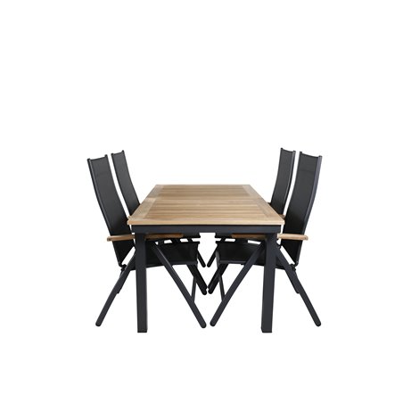 Panama Table 152/210 - Black/Teak, Panama Light 5-pos Chair Black / Black and teak_4