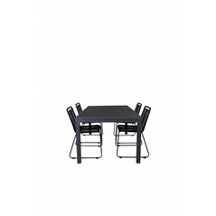 Marbella Table 160/240 - Black/Black, Lindos Stacking Chair - Black Alu / Black Rope_4