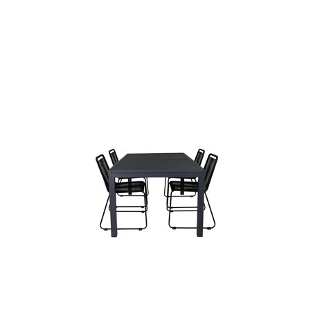 Marbella Table 160/240 - Black/Black, Lindos Stacking Chair - Black Alu / Black Rope_4