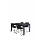 Marbella-pöytä 160/240 Black/Black, Lindos Stacking Chair - Black Alu/Black Rope