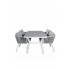 Virya Dining Table - White Alu / Grey Glass Virya Dining Chair - White Alu / Harmaa tyyny