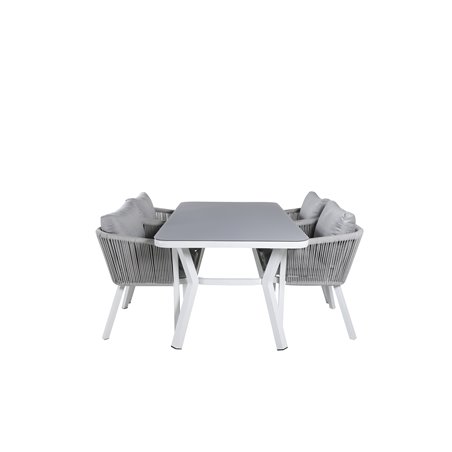 Virya Dining Table - White Alu / Grey Glass Virya Dining Chair - White Alu / Harmaa tyyny