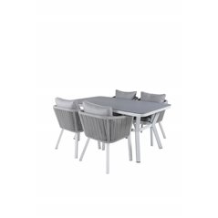 Virya Dining Table - White Alu / Grey Glass - small table+Virya Dining Chair - White Alu / Grey cushion _4