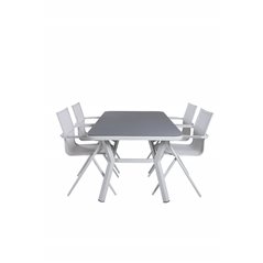 Virya Dining Table - White Alu / Grey Glass - small table+Alina Dining Chair - white Alu / White Textilene_4