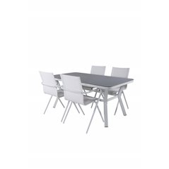 Virya Dining Table - White Alu / Grey Glass - Pieni pöytä + Alina -ruokailutuoli