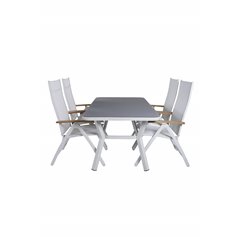 Virya Dining Table - White Alu / Grey Glass - small table+Panama Light 5-pos Chair White / white_4