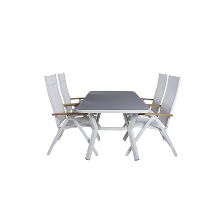 Virya matbord - vit Aluminium / grå glas - litet bord + panama ljus 5-pos stol vit / vit_4