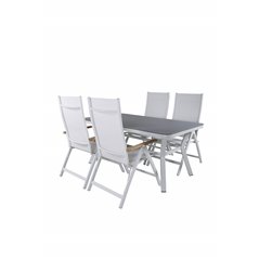 Virya Dining Table - White Alu / Grey Glass - small table+Panama Light 5-pos Chair White / white_4