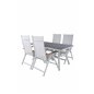 Virya Dining Table - White Alu / Grey Glass Panama Light 5-pos Valkoinen/valkoinen