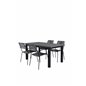 Albany Table - 160/240 - Black/Grey, Lindos Armchair - Black Alu / Grey Rope