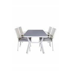 Virya Dining Table - White Alu / Grey Glass Anna -tuoli Valkoinen 4