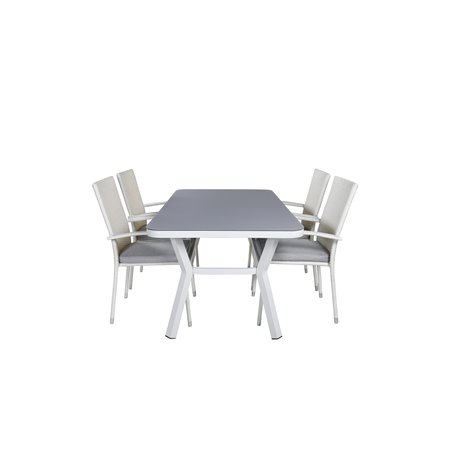 Virya Dining Table - White Alu / Grey Glass Anna -tuoli Valkoinen 4