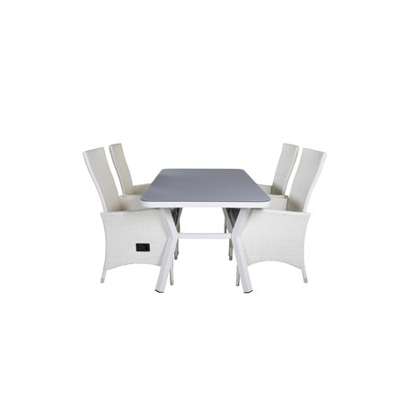 Virya Dining Table - White Alu / Grey Glass Padova -tuoli (Recliner)