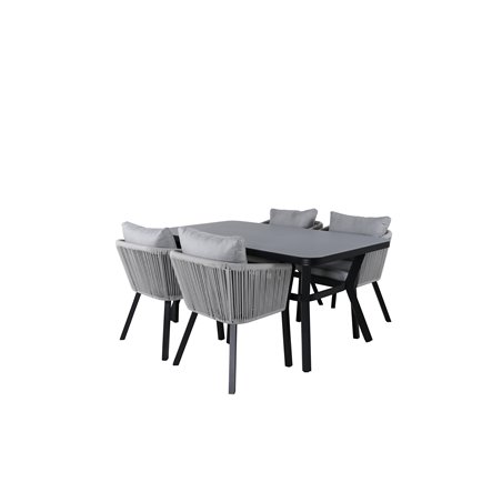 Virya ruokapöytä BLAC K Alu / Grey Glass - Pieni pöytä Virya Dining Tuoli BLAC K Alu / Grey Cushion