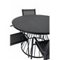 Tropea Dining Table - Black Steel / Grey Spray Glass SanTorini Arm Chair Black Alu/Black Textilene (käytetty)