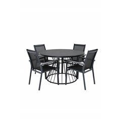 Tropea Dining Table - Black Steel / Grey Spray Glass, Parma Chair - Black/Grey_4