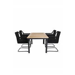 Panama Table 152/210 - Black/Teak, Lindos Karmstol med svikt Svart stål / Svart rep_4