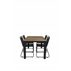 Panama Table 152/210 - Black/Teak, Lindos Stacking Chair - Black Alu / Black Rope_4