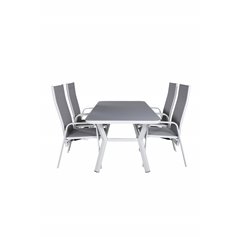 Virya Dining Table - White Alu / Grey Glass - small table+Copacabana Recliner Chair - White/Grey_4