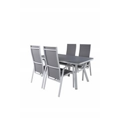 Virya Dining Table - White Alu / Grey Glass - small table+Copacabana Recliner Chair - White/Grey_4