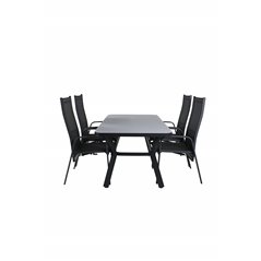 Virya Dining Table - BLAC K Alu / Grey Glass - Small Table+Copacabana Recliner Chair - Black/Black_4