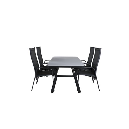 Virya Dining Table - BLACK Alu / Grey Glass - small table+Copacabana Recliner Chair - Black/Black_4