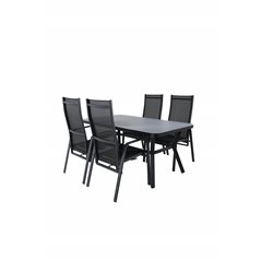Virya Dining Table - BLACK Alu / Grey Glass - small table+Copacabana Recliner Chair - Black/Black_4