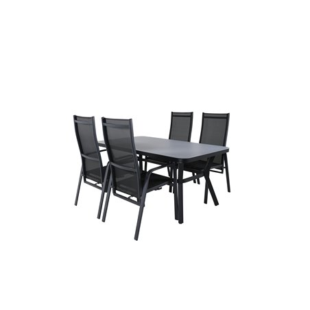 Virya matbord - svart Aluminium / grå glas - litet bord + copacabana vilostol stol - svart / svart_4