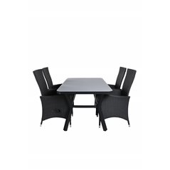 Virya Dining Table - BLACK Alu / Grey Glass - small table+Padova Chair (Recliner) - Black/Grey_4