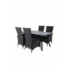 Virya Dining Table - BLACK Alu / Grey Glass - small table+Padova Chair (Recliner) - Black/Grey_4