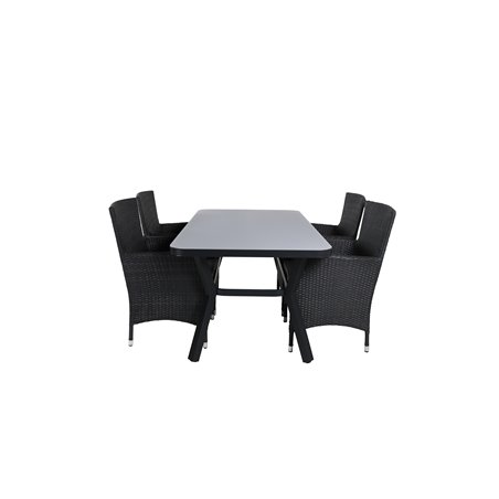 Virya Dining Table - BLACK Alu / Grey Glass - small table+Malin Armchair - Black/Grey_4