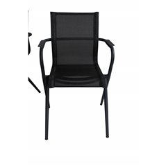 Mexico Table ø 140 - Black/Teak, Alina Dining Chair - Black Alu / Black Textilene_4