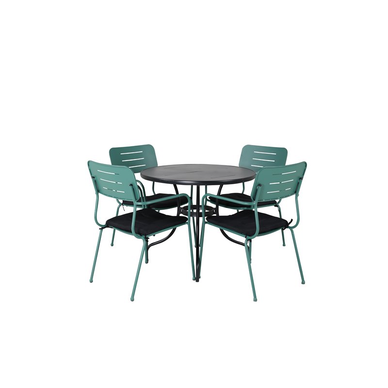 Nicke Dining Table - Black Steel - ø90cm, Nicke Dining W, Armrest