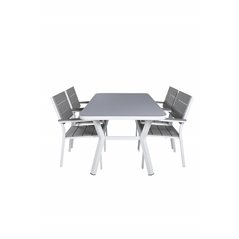 Virya Dining Table - White Alu / Grey Glass - small table+Levels Chair (stackable) - White Alu / Grey Aintwood_4