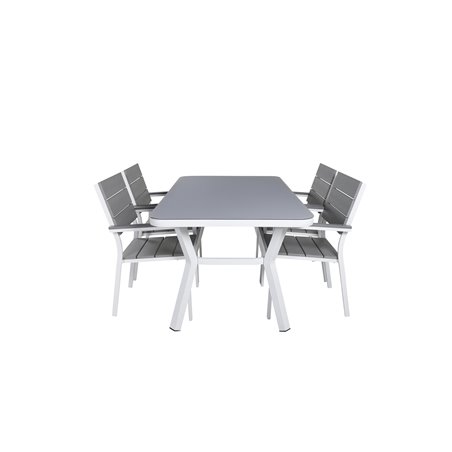 Virya Dining Table - White Alu / Grey Glass Levels Chair (pinottavissa)