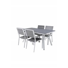 Virya Dining Table - White Alu / Grey Glass Levels Chair (pinottavissa)