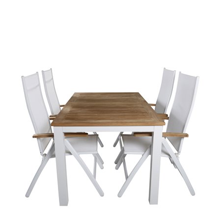 Panama - Tabell - 152/210 * 90 - Vit Aluminium / teak, Panama Light 5-Pos stol vit / vit_4